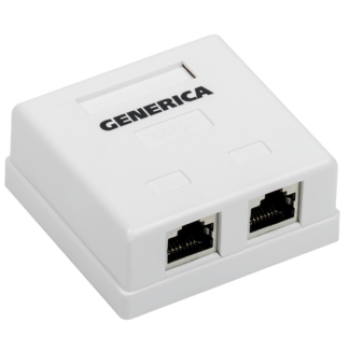 IEK Розетка информационная настенная RJ45 кат.5E FTP 2 порта GENERICA - CS2-1C5EF-22-G